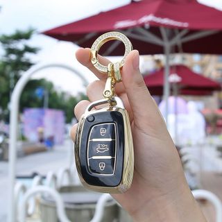 Bao khóa TPU đen viền vàng cho xe Hyundai i10 Elantra Tucson - Chìa thông minh