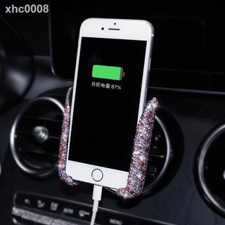 Kẹp Điện Thoại Đính Đá khe gió, Kẹp Khe Gió Xe Ô Tô - 5 Màu