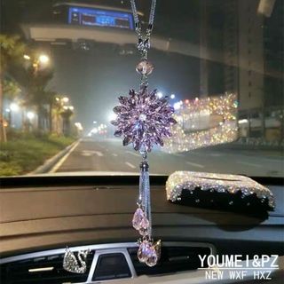 Khánh treo gương hoa cúc cao cấp đuôi giọt nước-trang trí gương ô tô