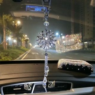 Khánh treo gương hoa cúc cao cấp đuôi giọt nước-trang trí gương ô tô