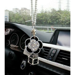 Khánh treo gương hoa trà đính đá sang trọng thời trang tặng kèm nước hoa ô tô