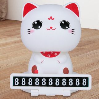 Trang trí Taplo-Mèo lucky car thần tài gật đầu kèm bảng số điện thoại-mang lại tài lộc cho chủ xe