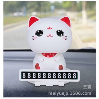 Trang trí Taplo-Mèo lucky car thần tài gật đầu kèm bảng số điện thoại-mang lại tài lộc cho chủ xe