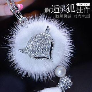 Khánh treo hồ ly đính đá trang trí gương nội thất ô tô - 3 màu