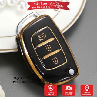 Bao khóa TPU đen viền vàng cho xe Hyundai i10 Elantra Tucson - Chìa thông minh giá sỉ