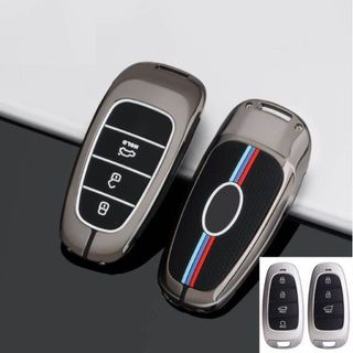 Ốp chìa khoá kim loại có phản quang thể thao - ốp khoá hyundai santafe 2021 i10 tucson elantra accent 2021