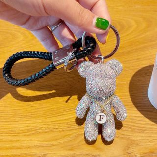 Decor - Móc khóa gấu đính đá Charm Bearbrick cao cấp kèm dây dù - trang trí ô tô túi xách