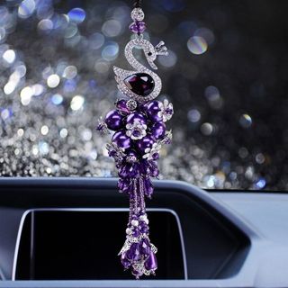 Decor - Dây khánh ngọc trai treo gương ô tô thiên nga màu trắng được đính đá sang trọng - Mộc Lan Phụ Kiện Xế Yêu