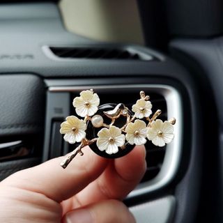 [Hàng cao cấp] Bông hoa mai cài cửa gió xe ô tô trang trí nội thất xe trở nên lung linh - tặng kèm viên sáp thơm