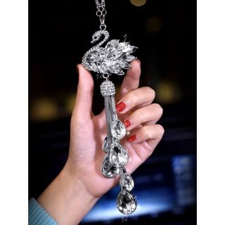 Dây khánh treo gương ô tô thiên nga, khánh thiên nga đính đá đuôi giọt nước - Trang trí gương Mộc Lan