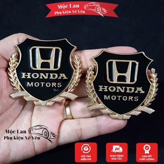 Bộ 2 miếng dán logo kim loại chữ HONDA bông lúa - logo bông lúa trang trí ô tô xe máy giá sỉ