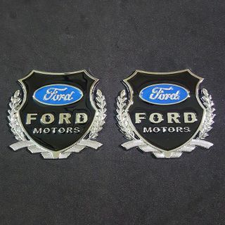 Bộ 2 miếng dán logo kim loại chữ FORD bông lúa - logo bông lúa trang trí ô tô xe máy