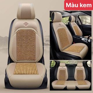 Lót ghế hàng sau Libaiwang - Bộ Áo Ghế Da Phối Hạt Gỗ Cao Cấp Chóng Nóng Cho Xe Ô Tô - Ghế Văn Phòng - Ghế Xe Tải