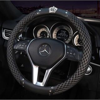 Bọc vô lăng ô tô đính đá Cao Cấp gắn Vương Miện Cao Cấp hàng kẻ lưới thoáng khí ôm khít