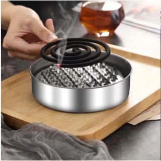 Hộp Đốt Nhang Muỗi,Gạt Tàn Cao Cấp Bằng Thép Không Gỉ Có Nắp An Toàn