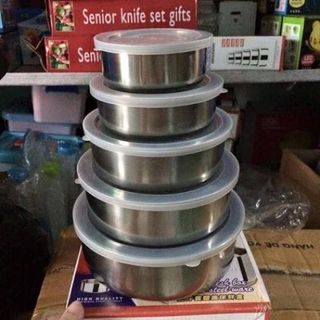 Bộ 5 nồi inox có nắp đậy (10cm 12cm 14cm 16cm và 18cm)