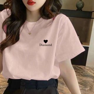 Áo thun nữ tay ngắn in chữ Diamond đơn giản chất vải cotton thoáng mát hàng sll sỉ sẵn kho Thanh Thảo