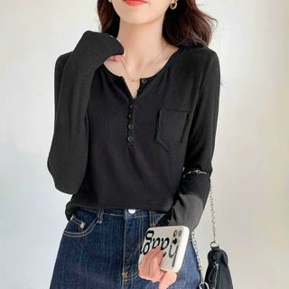 Áo thun tay dài nữ mẫu mới kiểu nút hàng đẹp giá tốt hot hit bán chạy mẫu mới hiện nay sll sỉ Thanh Thảo