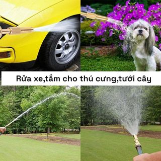 Đầu vòi xịt tăng áp lực nước mini Vòi xịt nước tăng áp đa năng bằng đồng tưới cây rửa xe cực mạnh kèm đai siết ống