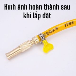 Đầu vòi xịt tăng áp lực nước mini Vòi xịt nước tăng áp đa năng bằng đồng tưới cây rửa xe cực mạnh kèm đai siết ống