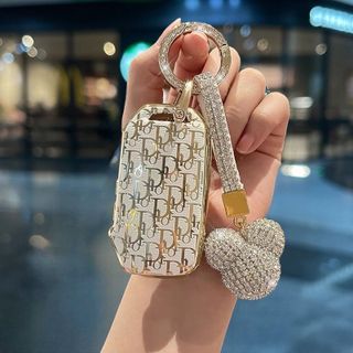 Ốp chìa khóa, bọc chìa Kia Cerato 2019 - 2020 - 2021 mẫu 3 nút viền mạ vàng Doir -Hermes cao cấp