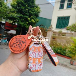 Ốp chìa khóa, bọc chìa Kia Cerato 2019 - 2020 - 2021 mẫu 3 nút viền mạ vàng Doir -Hermes cao cấp