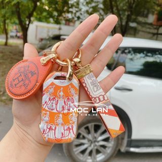 Ốp chìa khóa, bọc chìa Kia Cerato 2019 - 2020 - 2021 mẫu 3 nút viền mạ vàng Doir -Hermes cao cấp