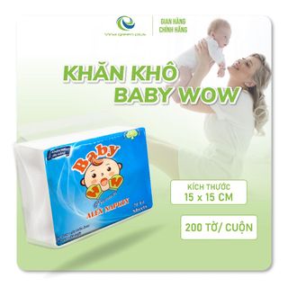 Khăn vải khô Đa năng Baby Wow trắng 75 tờ khổ 15x15 - Khăn lau cho bé