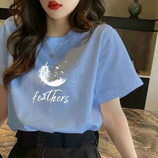 Sẵn đủ màu Áo thun nữ in hình lông vũ về hàng số lượng lớn sỉ Thanh Thảo