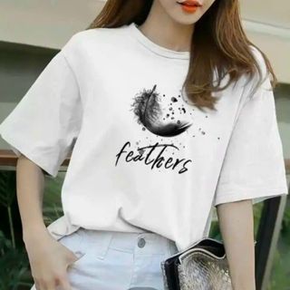 Sẵn đủ màu Áo thun nữ in hình lông vũ về hàng số lượng lớn sỉ Thanh Thảo