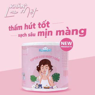 Khăn lau mặt khô Kawaii dùng 1 lần dạng Cuộn trắng 80 tờ khổ 20x20 - Dùng lau khô, lau ướt - khăn đắp toner