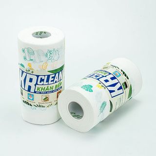 Khăn lau bếp đa năng KRCLEAN in hình Cuộn 100 tờ, khổ 20x25 - Thấm hút nước vượt trội, lau chén dĩa, lau bếp