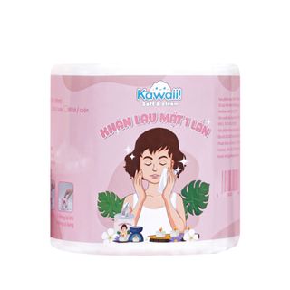Khăn lau mặt khô Kawaii dùng 1 lần dạng Cuộn trắng 80 tờ khổ 20x20 - Dùng lau khô, lau ướt - khăn đắp toner