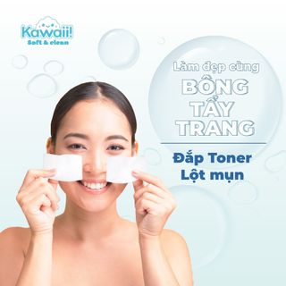 Khăn tẩy trang Kawaii dạng hộp trắng 100 tờ khổ 13x18 - Dùng lau khô, lau ướt - khăn đắp toner