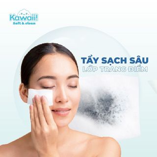 Khăn tẩy trang Kawaii dạng hộp trắng 100 tờ khổ 13x18 - Dùng lau khô, lau ướt - khăn đắp toner