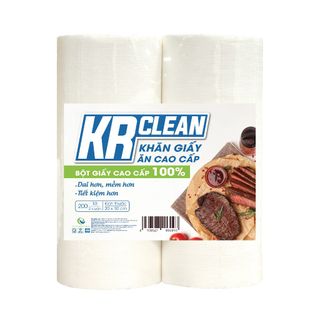 Khăn Ăn Cao Cấp KRCLEAN Trắng 100 tờ/cuộn, khổ 10x20 - Không gây thô ráp, bụi giấy khi lau
