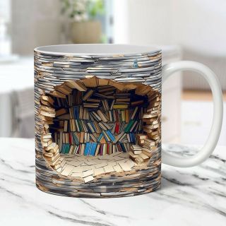 Ly Gốm Giá Sách 3D, Quà Tặng Thiết Kế Đầy Sáng Tạo, Độc Đáo ( Hàng Giá Tận Xưởng )