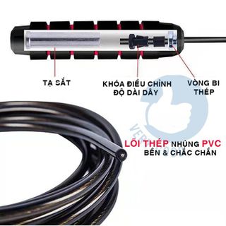 Dây nhảy thể dục có tạ - Dây nhảy dây tăng thể lực giảm cân lõi thép tốc độ có tạ dài 2,7m - SP003