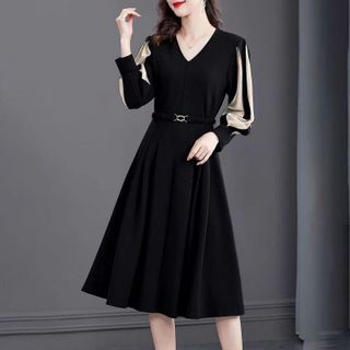 ĐẦM XÒE TAY PHỒNG DÀI PHỐI SỌC CÁCH ĐIỆU - DT1780