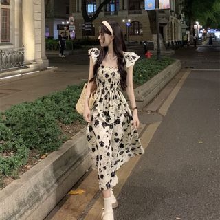 ĐẦM XÒE HOA CÁNH TIÊN NHÚN THUN - DT1779