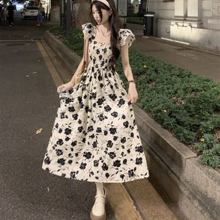 ĐẦM XÒE HOA CÁNH TIÊN NHÚN THUN - DT1779