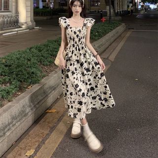 ĐẦM XÒE HOA CÁNH TIÊN NHÚN THUN - DT1779