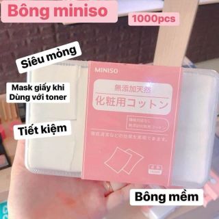 Bông Miniso hộp 1000 miếng mỏng