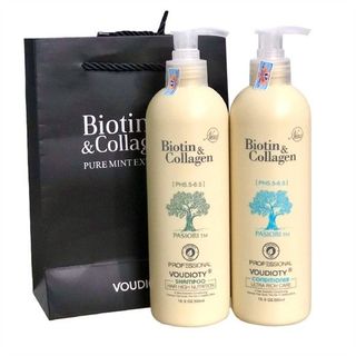 Bộ đôi dầu gội xả Biotin Collagen 1000ml màu trắng giúp phục hồi và chống rụng tóc giá sỉ
