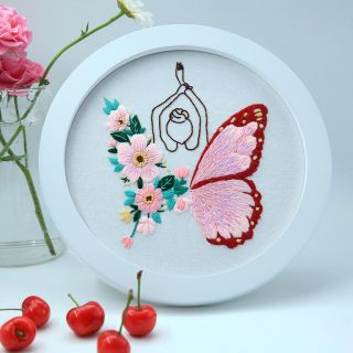 Bộ Quà Tặng Handmade Tranh Vải Chỉ thêu Thủ công 2D Hoạ tiết Mềm Mại, Thu Hút Dành cho các Cô Gái ( Sản phẩm Phù Hợp Mô Hình Workshop Kinh Doanh Thủ Công )
