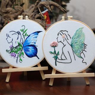Bộ Quà Tặng Handmade Tranh Vải Chỉ thêu Thủ công 2D Hoạ tiết Mềm Mại, Thu Hút Dành cho các Cô Gái ( Sản phẩm Phù Hợp Mô Hình Workshop Kinh Doanh Thủ Công )