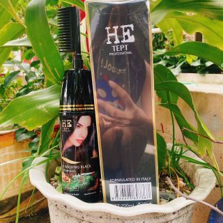 LƯỢC NHUỘM TÓC THÔNG MINH MÀU ĐEN PHỦ BẠC 100% HE TEP1 200ML