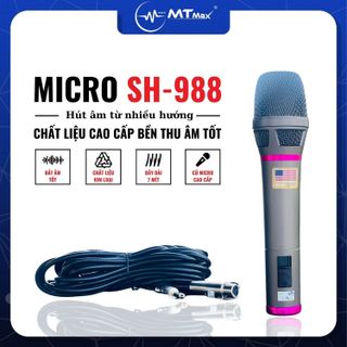 Micro Có Dây SH988 Sang Trọng Bền Bỉ Hát Hay Chất Âm Dày, Tiếng Đầy Đặn Dây Dài 7 Mét