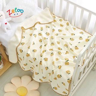 Zeloo- Chăn Muslin 4 Lớp Thêu Viền Cao Cấp