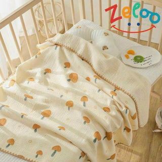 Zeloo- Chăn Muslin 4 Lớp Thêu Viền Cao Cấp